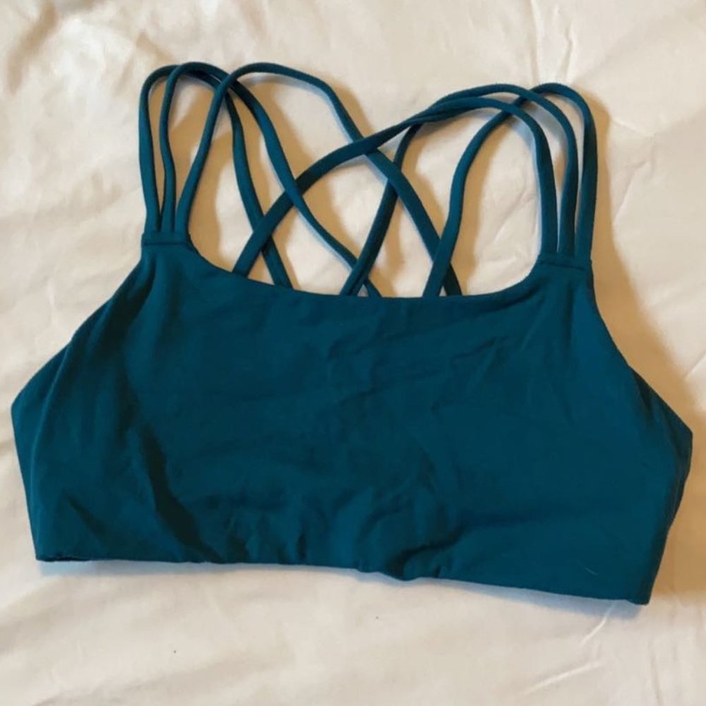 Athleta size small strappy-back teal sports bra